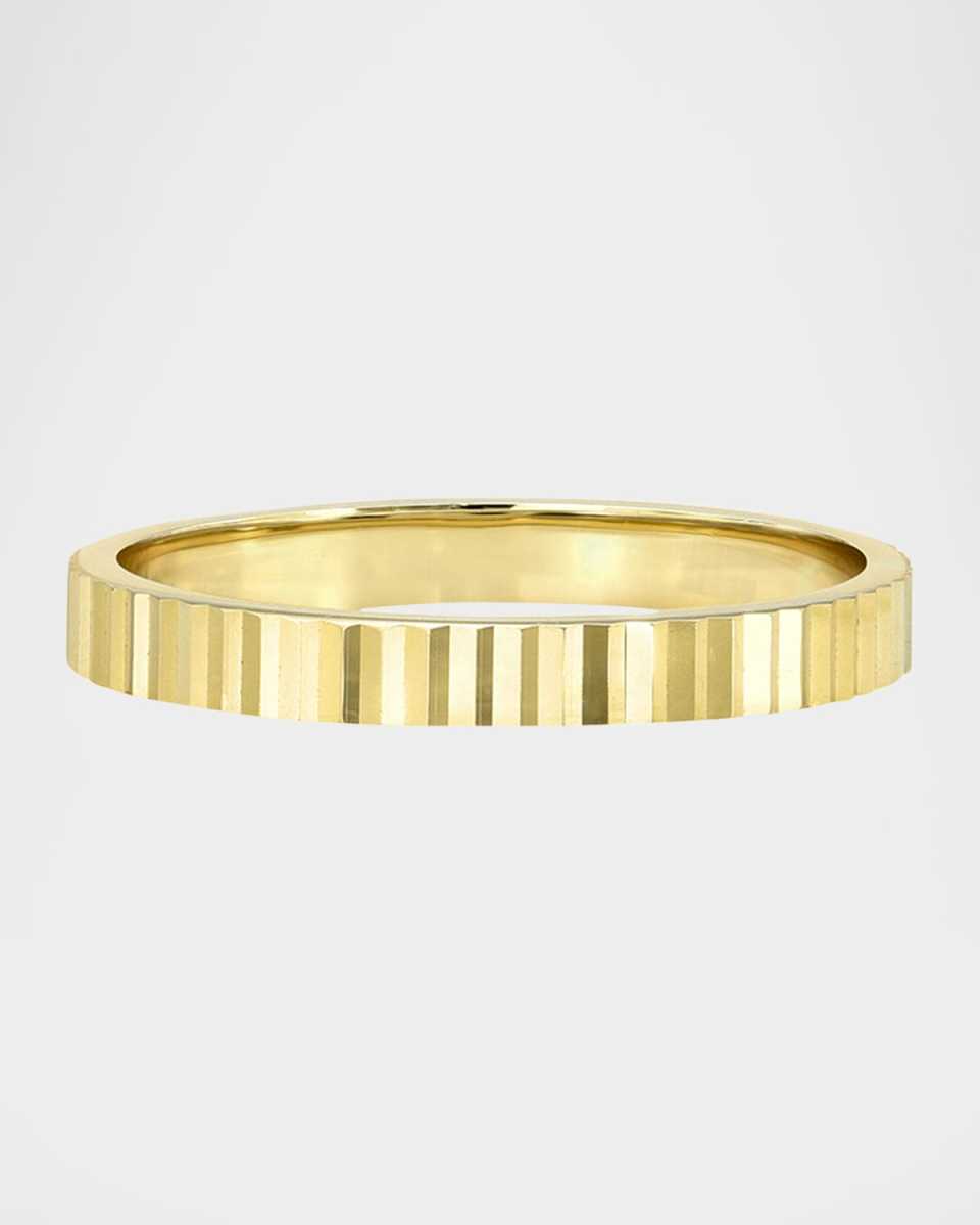 14K Yellow Gold Thin Notched Ring, Size